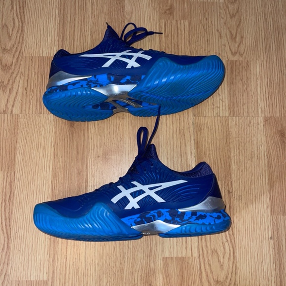 Men’s Asics Court Flytefoam Novak Blue Print Camo Court Sneakers Size 9 - Picture 7 of 11
